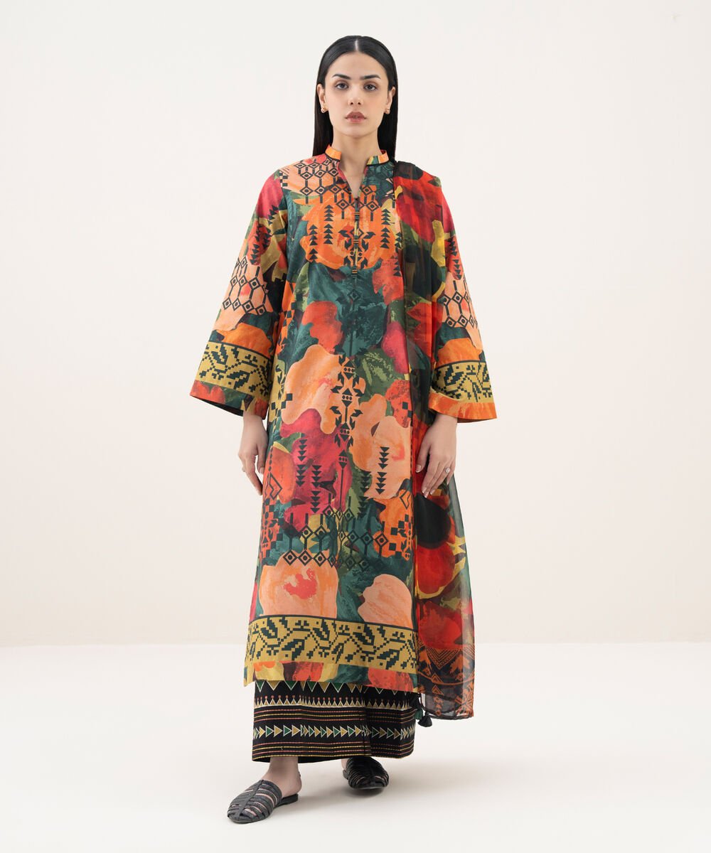 2 Piece - Printed Cotton Suit