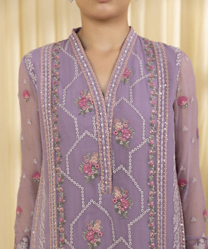 3 Piece - Embroidered Chiffon Suit (Unstitched)
