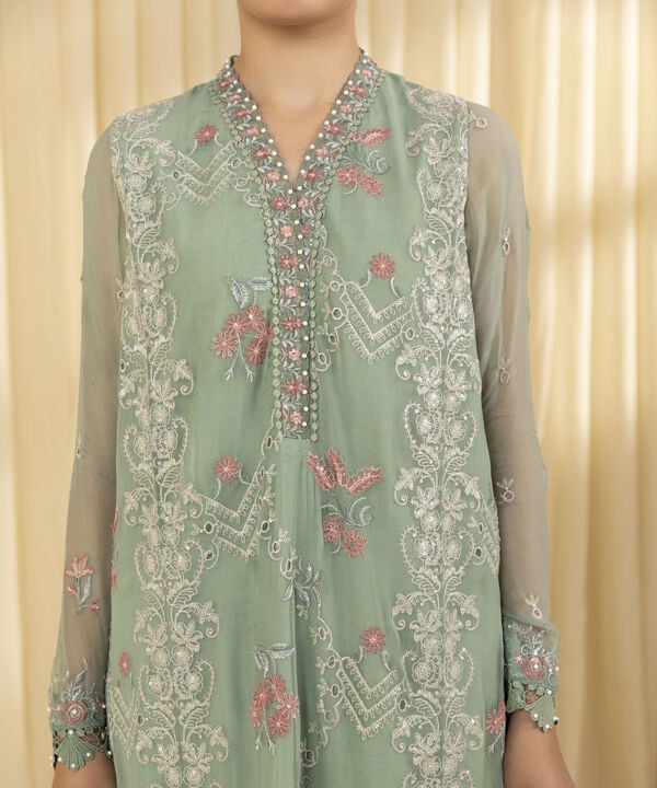 3 Piece - Embroidered Chiffon Suit (Unstitched)