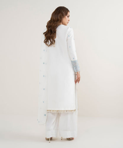 3 Piece - Embroidered Raw Silk Suit