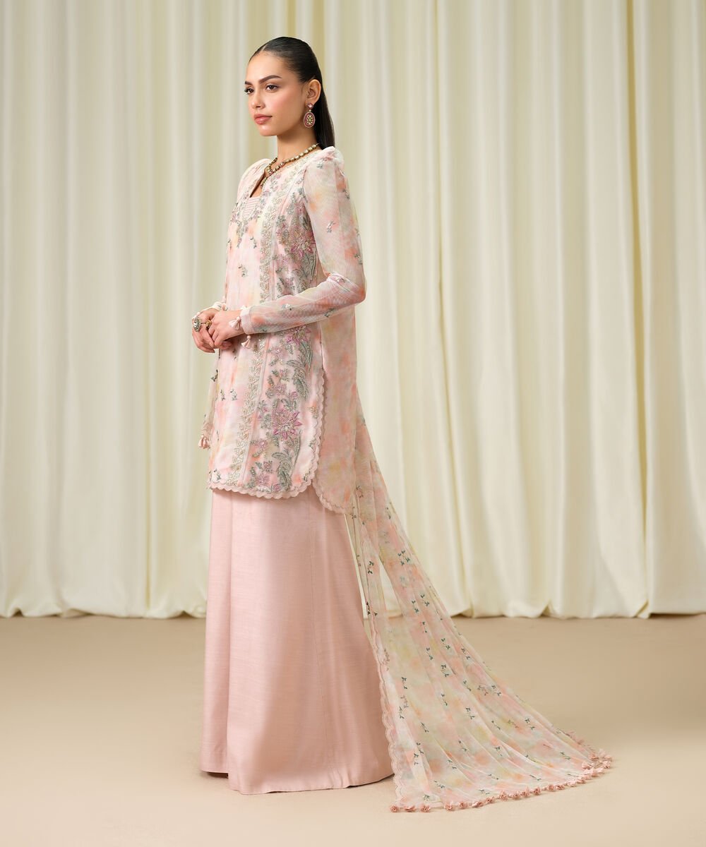 3 Piece - Embroidered Net Suit