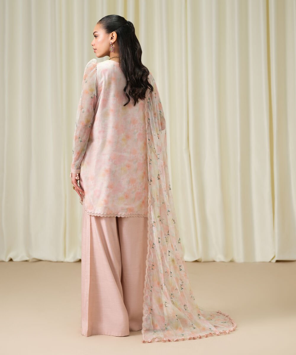 3 Piece - Embroidered Net Suit