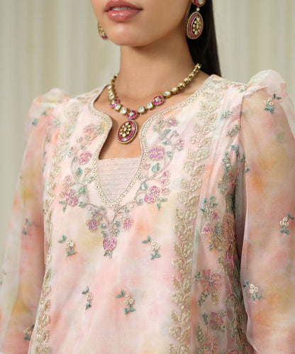 3 Piece - Embroidered Net Suit