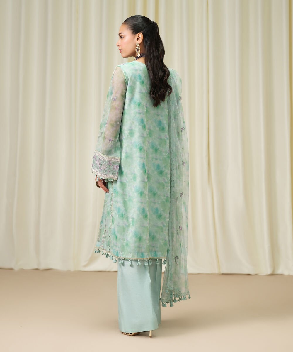 3 Piece - Embroidered Net Suit