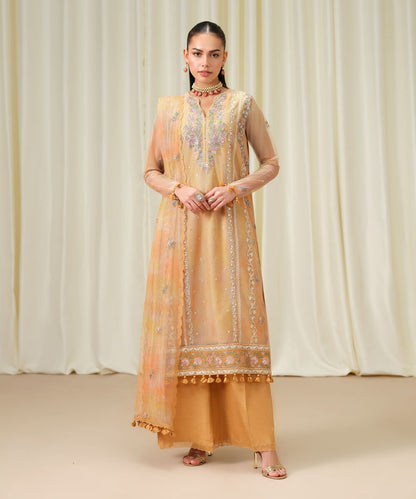 3 Piece - Embroidered Net Suit