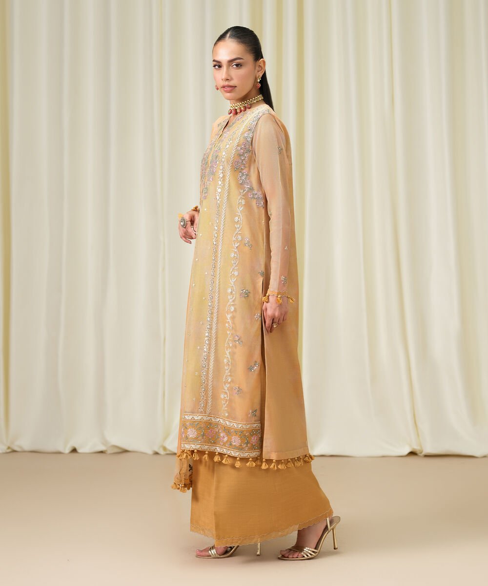 3 Piece - Embroidered Net Suit
