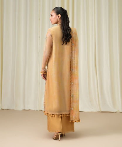 3 Piece - Embroidered Net Suit