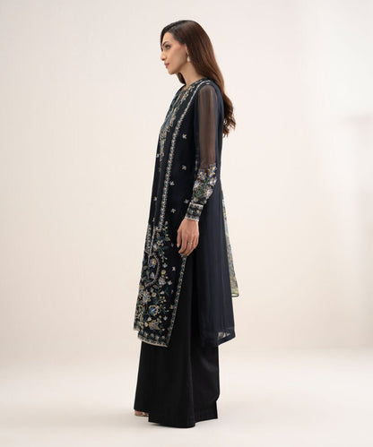 3 Piece - Embroidered Chiffon Suit