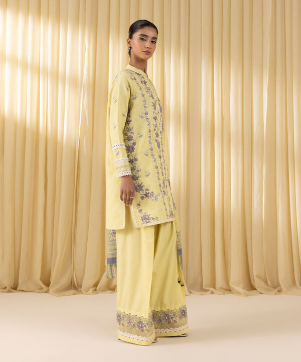 3 Piece - Embroidered Cotton Jacquard Suit (Unstitched)
