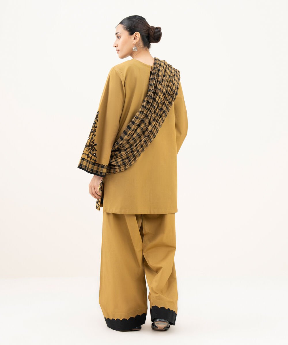 3 Piece - Embroidered Cotton Suit