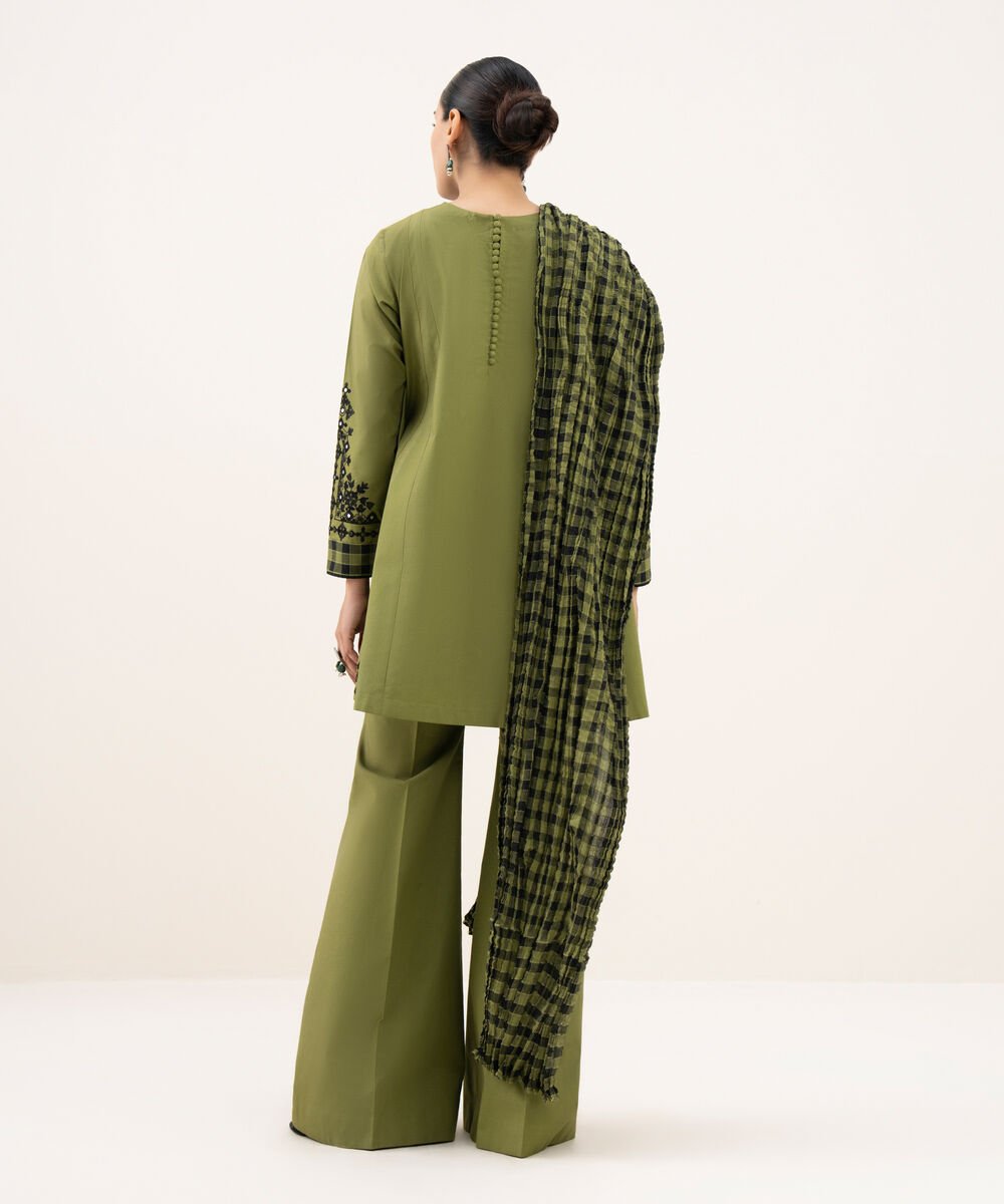 3 Piece - Embroidered Cotton Suit