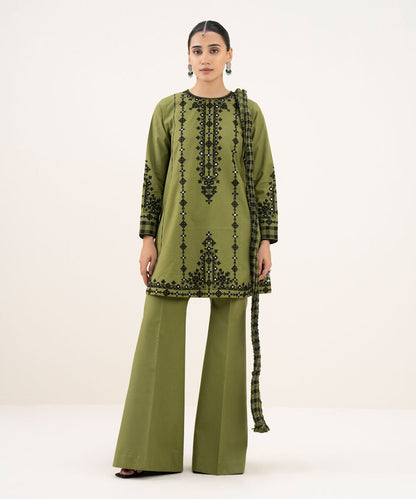 3 Piece - Embroidered Cotton Suit