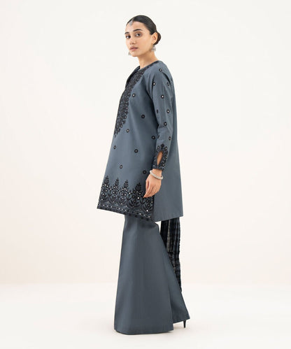 3 Piece - Embroidered Cotton Suit