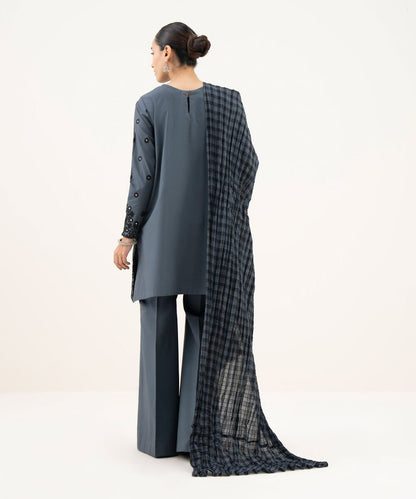 3 Piece - Embroidered Cotton Suit