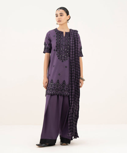 3 Piece - Embroidered Cotton Suit