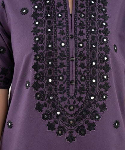3 Piece - Embroidered Cotton Suit