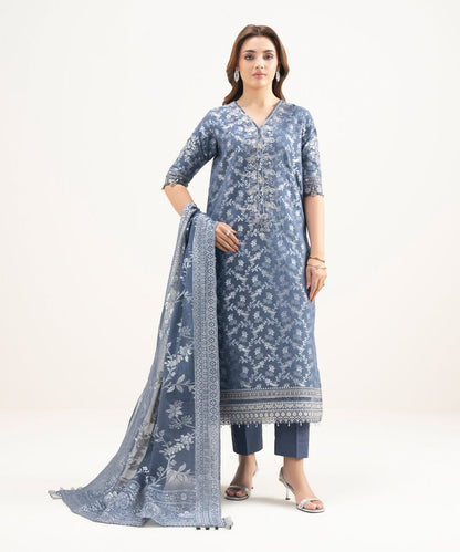 3 Piece - Embroidered Jacquard Suit
