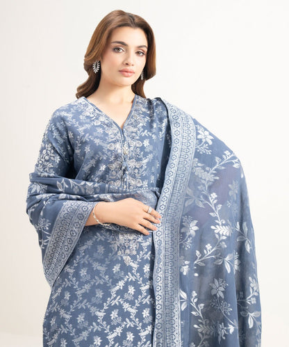 3 Piece - Embroidered Jacquard Suit