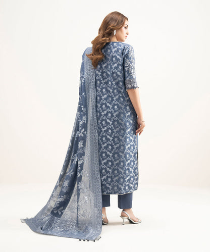 3 Piece - Embroidered Jacquard Suit
