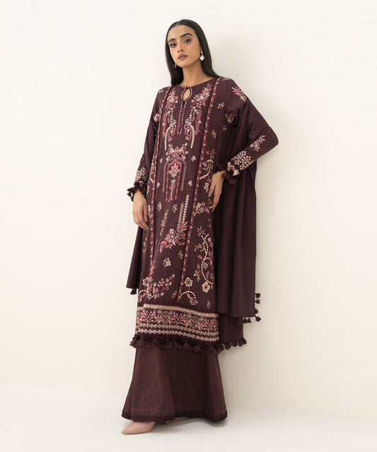 3 Piece - Embroidered Twill Suit