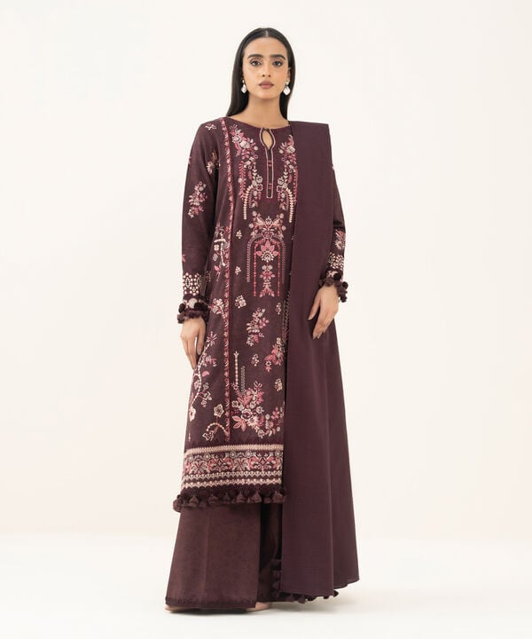3 Piece - Embroidered Twill Suit