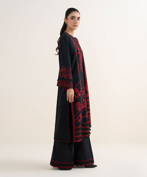 3 Piece - Embroidered Dobby Suit