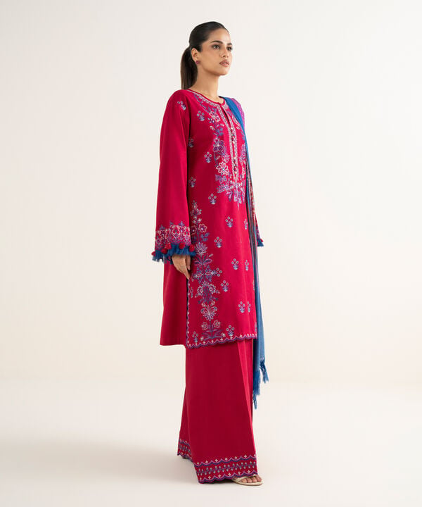 3 Piece - Embroidered Twill Suit