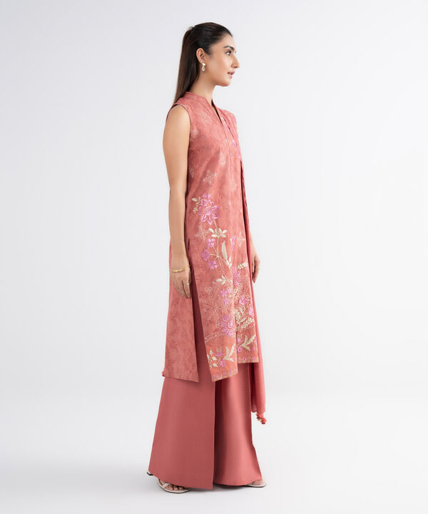 3 Piece - Embroidered Cotton Jacquard Suit