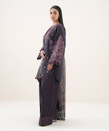 3 Piece - Embroidered Cotton Suit
