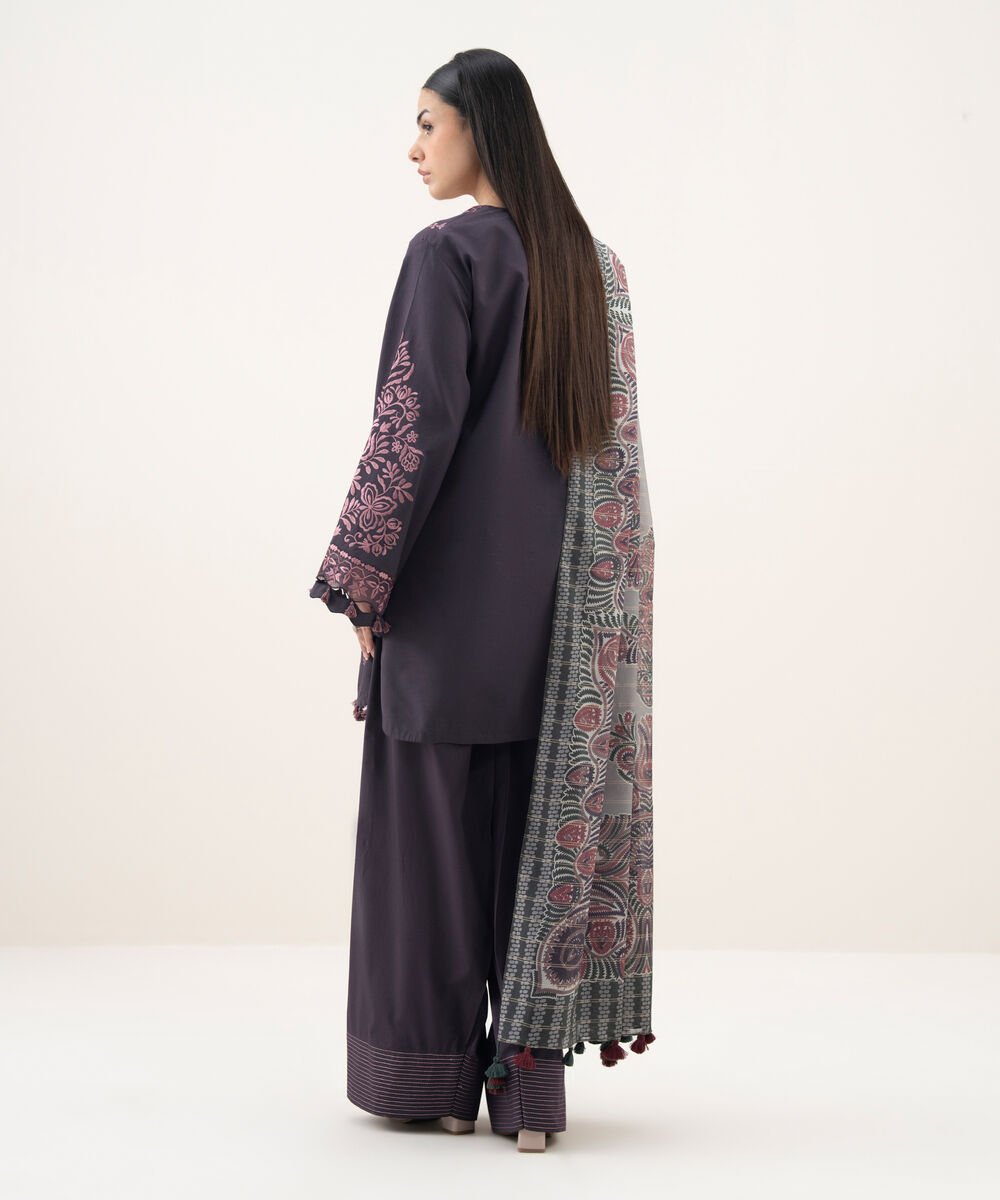 3 Piece - Embroidered Cotton Suit