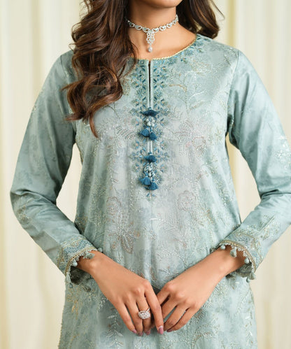 3 Piece - Embroidered Cotton Jacquard Suit