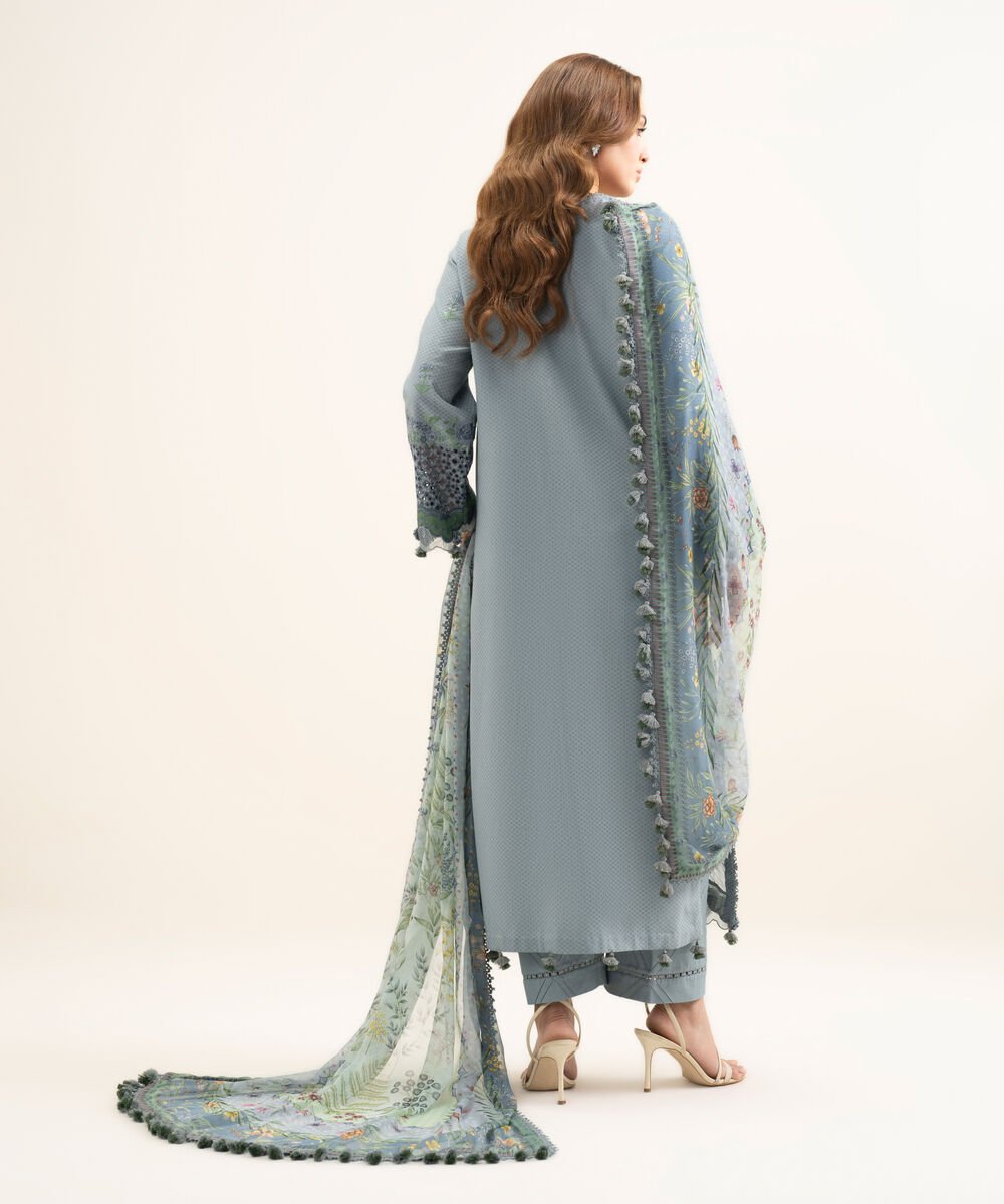 3 Piece - Embroidered Dobby Suit