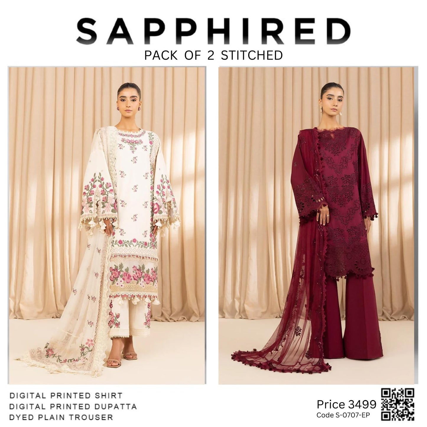 Pack of 2 stitched Code S-0707-EP
